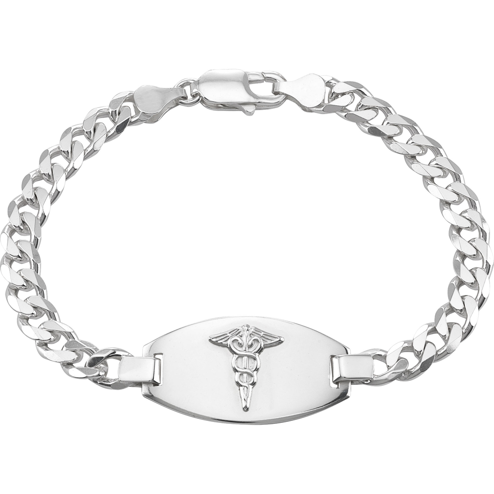 Personalized Sterling Silver Medical Alert Curb-link Id Bracelet ...