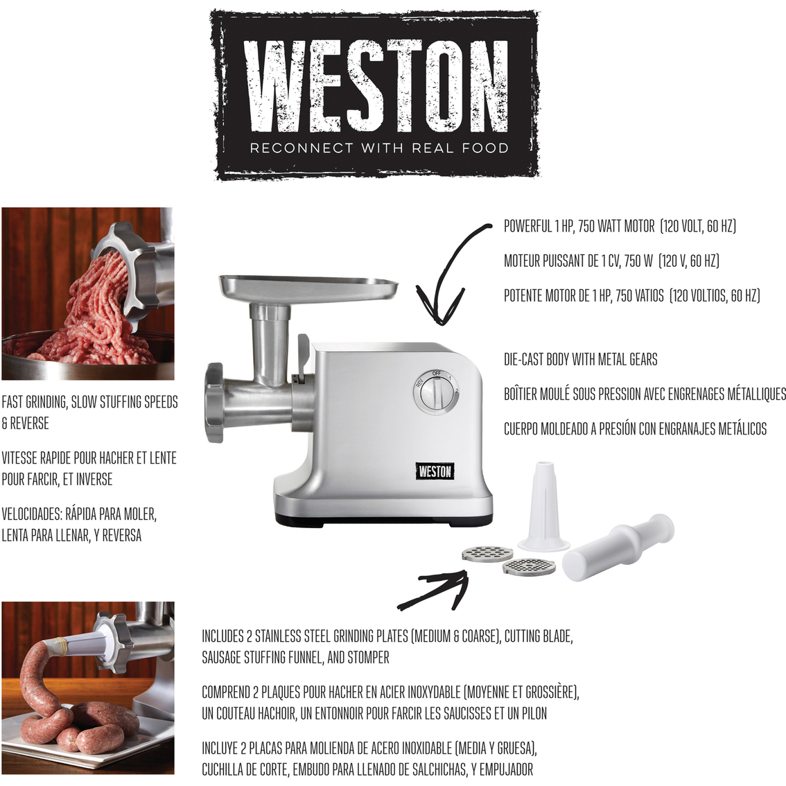 Weston #12 Electric Meat Grinder and Sausage Stuffer - Image 4 of 6
