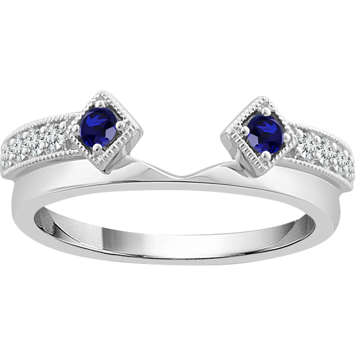 Traditions in Blue 10K 1/8 CTW Diamond and Sapphire Wedding Ring Enhancer Size 7