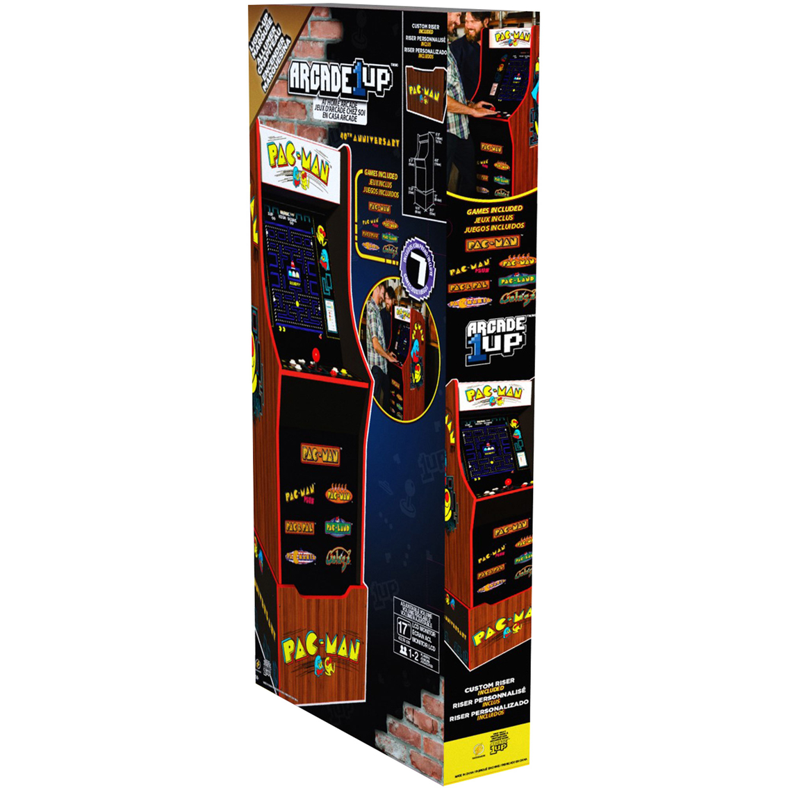 Arcade 1Up Arcade1Up Pac-Man 40th Anniversary Special Edition Arcade Game Machine with Marquee Riser and Stool Electronic Games 815221021419 