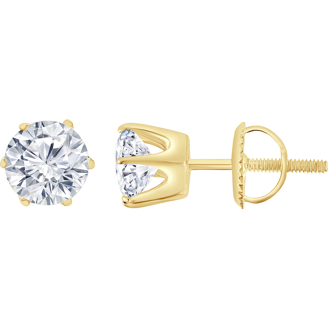14k 3 Ct. Diamond Round Solitaire Stud Earrings | Diamond Stud Earrings ...