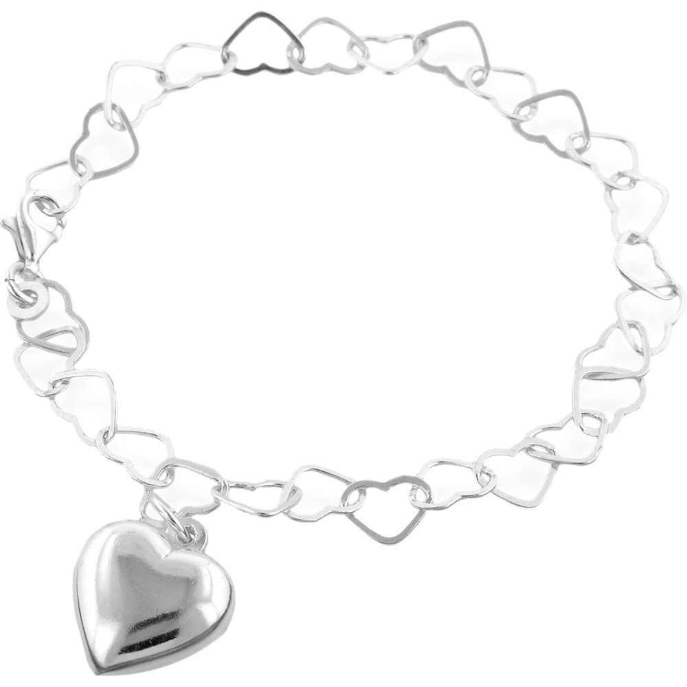 Sterling Silver Heart Charm Link Bracelet | Silver Bracelets | Jewelry ...