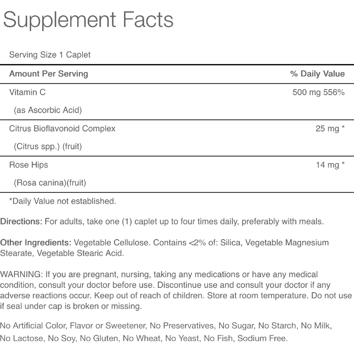 Puritan’s Pride Vitamin C-500 mg with Bioflavonoids & Rose Hips 250 ct. - Image 2 of 2