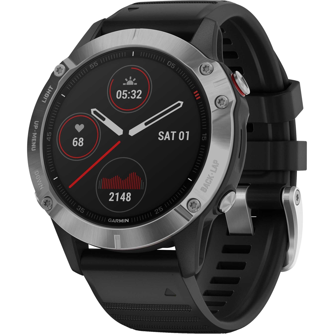 Garmin Fenix 6 Silver with Black Band Multisport GPS Smartwatch 010-02158-00