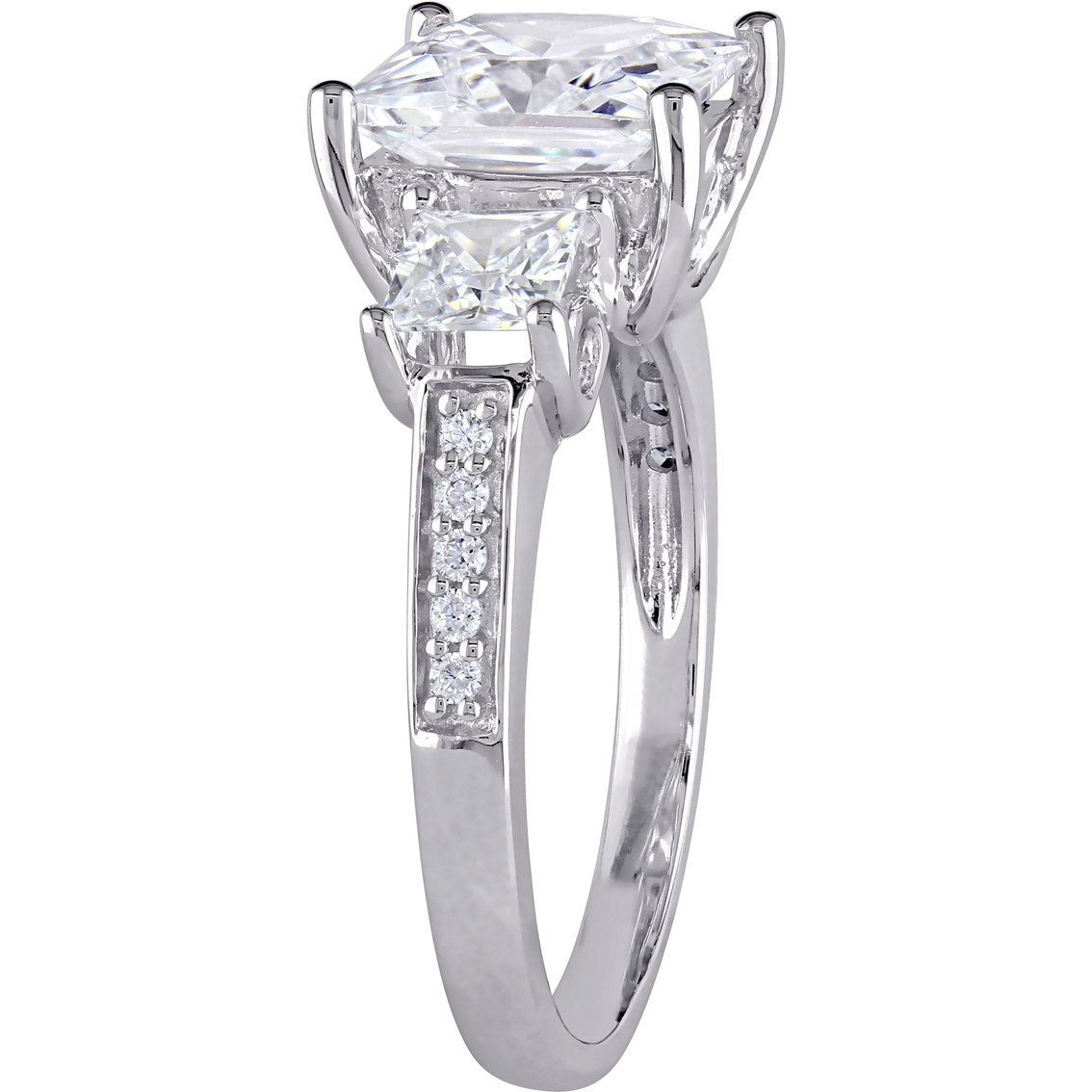 Sofia B. Sterling Silver Cubic Zirconia Princess Cut 3 Stone Engagement Ring - Image 3 of 4