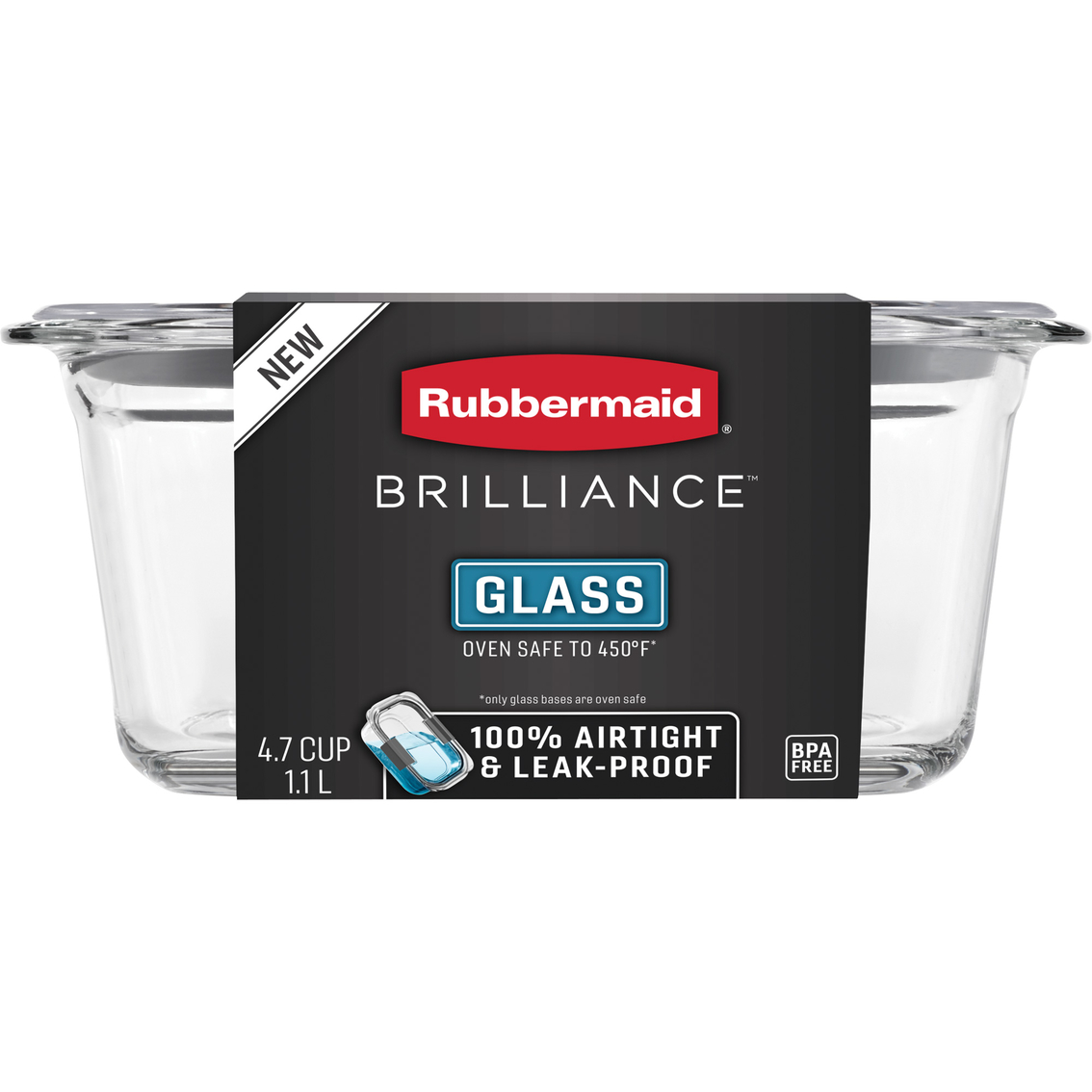 Rubbermaid Brilliance Food Storage Salad Container, Medium Deep, 4.7 Cup, Clear