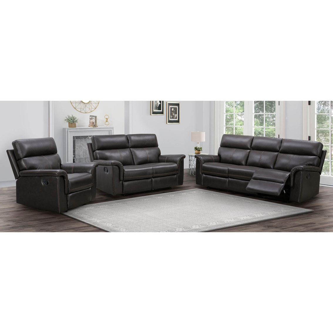 Abbyson Warner Leather 3 Pc. Reclining Set | Sofas & Couches ...