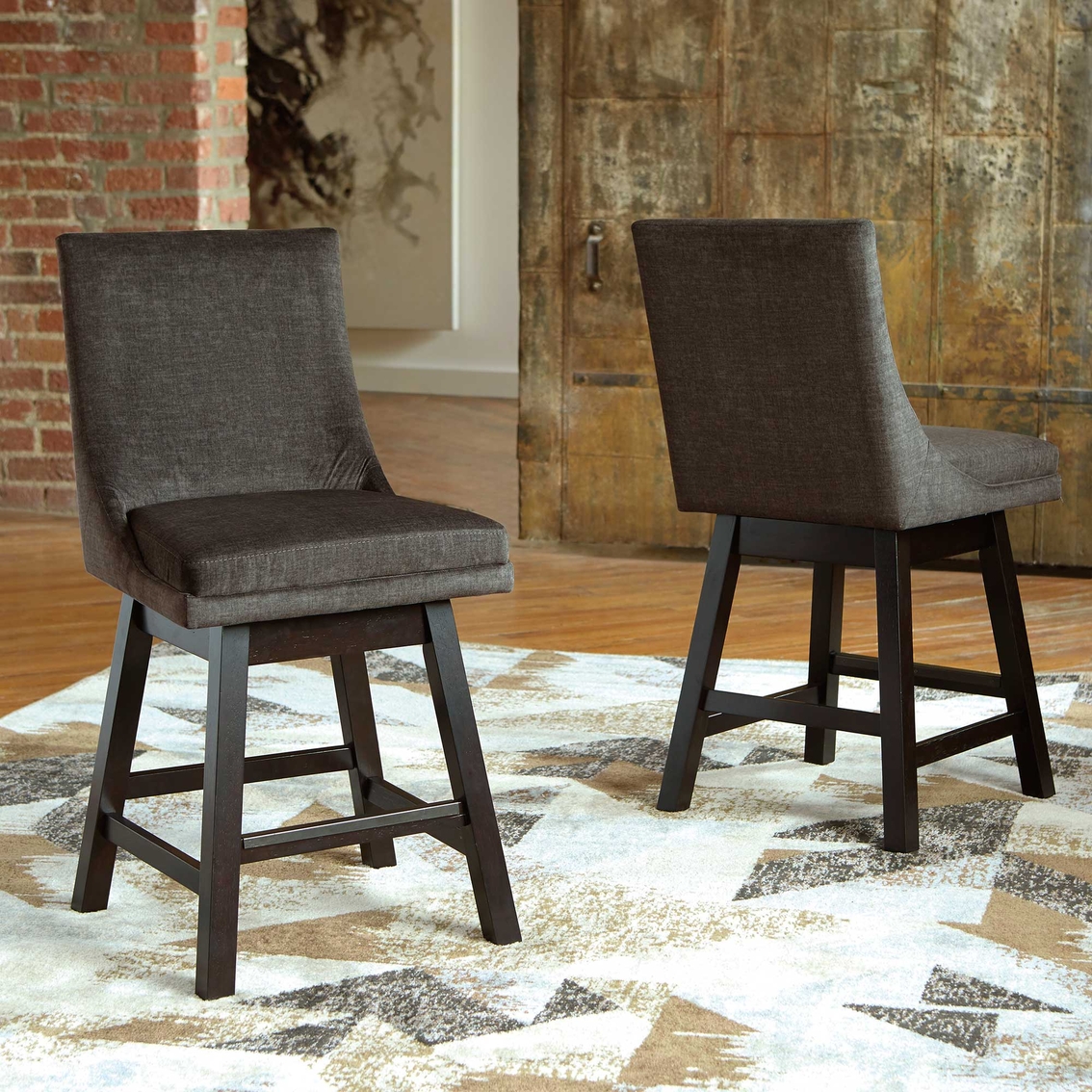 Signature Design by Ashley Tallenger Upholstered Swivel Counter Stool 2 pk. - Image 2 of 6