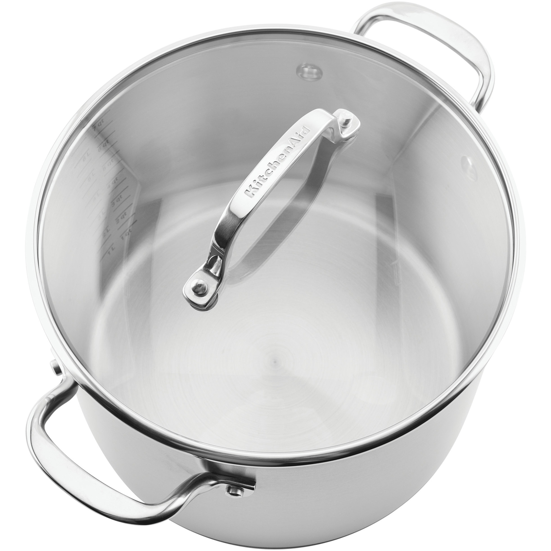 KitchenAid 8 qt. 3 Ply Base Stainless Steel Stockpot with Measuring Marks and Lid - Image 3 of 10