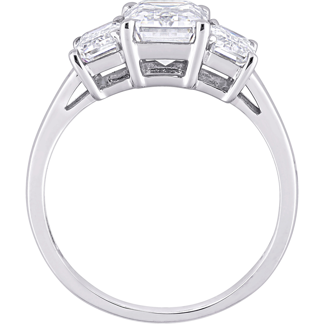 Sofia B. 10K White Gold Lab Created Moissanite Emerald Cut 3 Stone Engagement Ring - Image 2 of 4