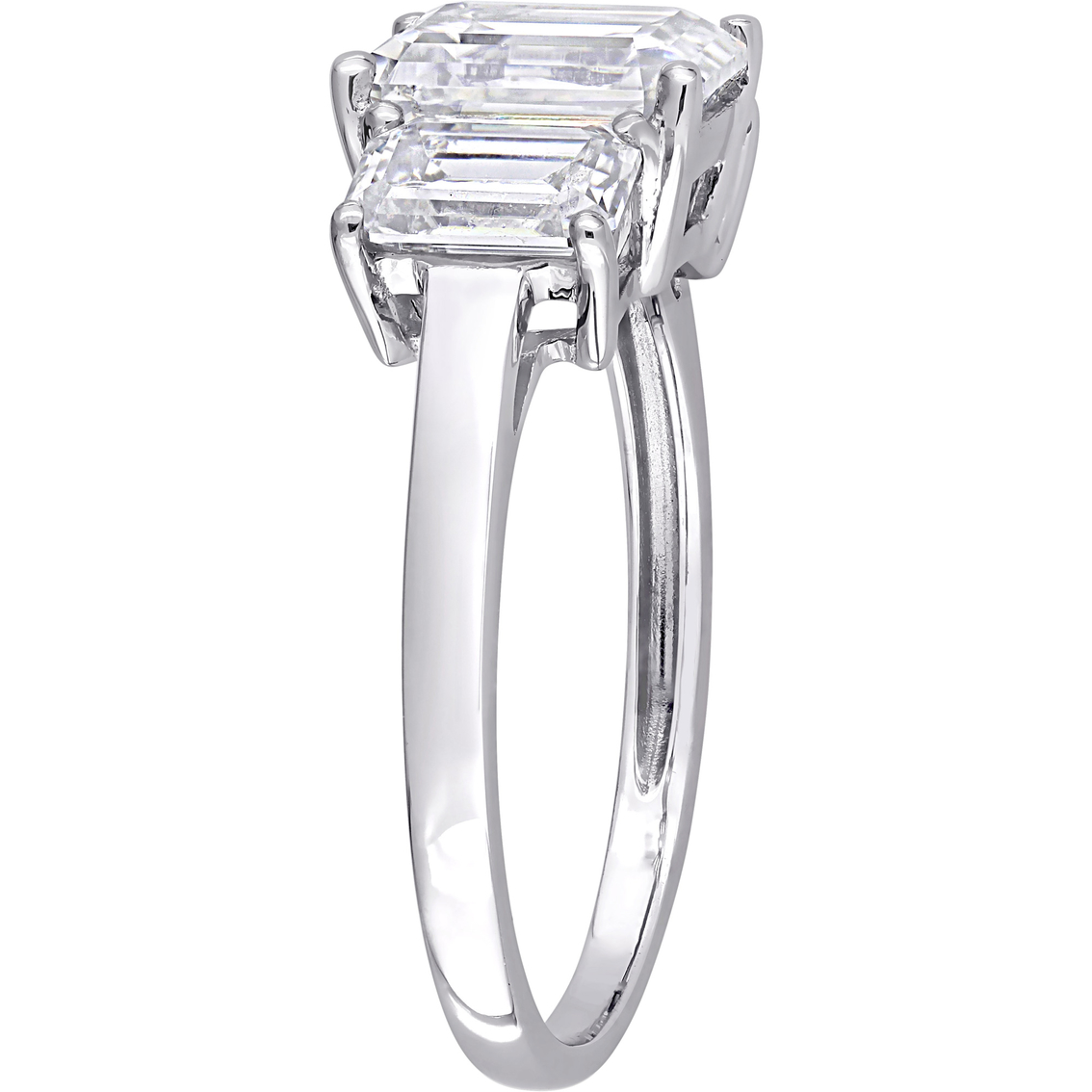 Sofia B. 10K White Gold Lab Created Moissanite Emerald Cut 3 Stone Engagement Ring - Image 3 of 4