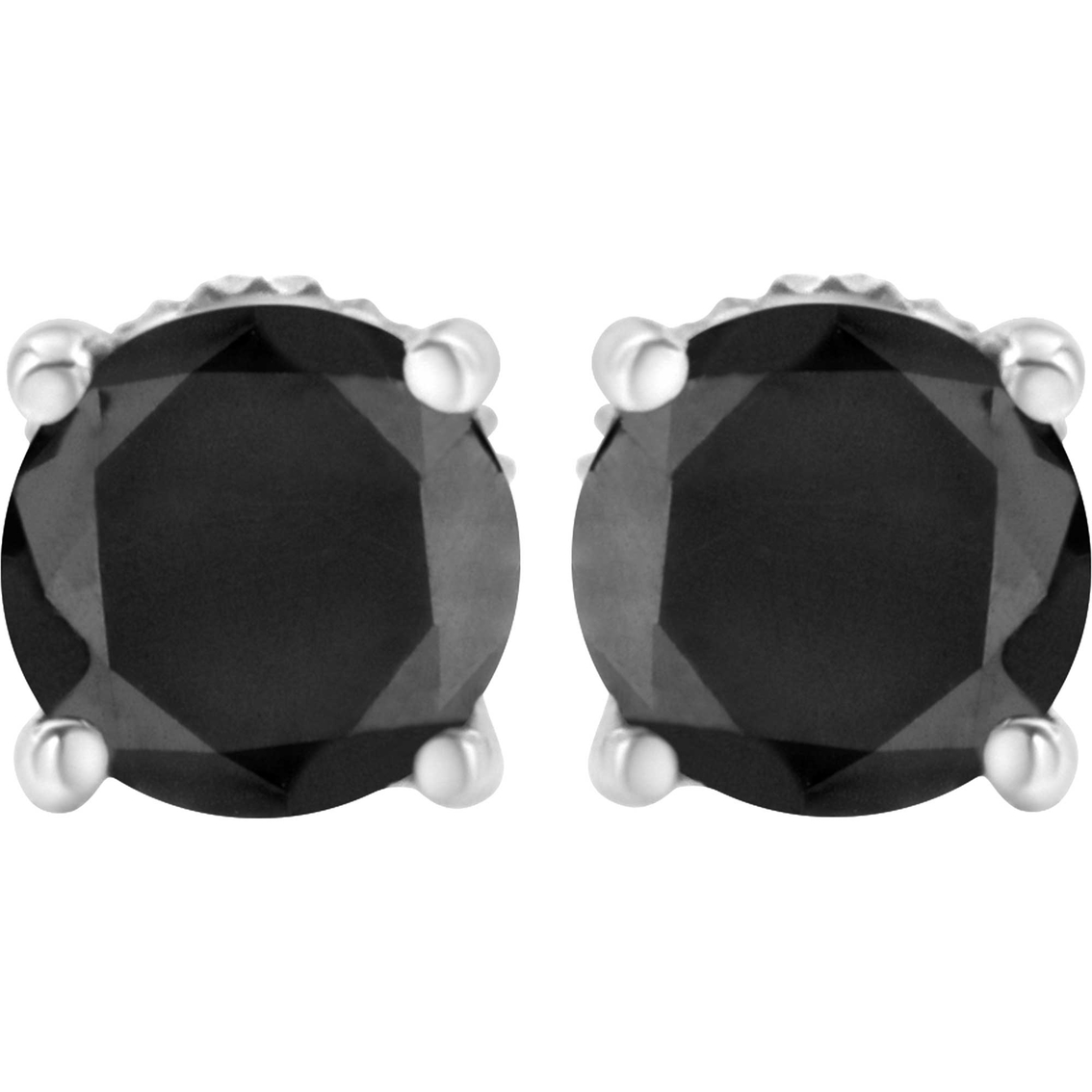 Sterling Silver 1 CTW Treated Black Diamond Stud Earrings - Image 2 of 6