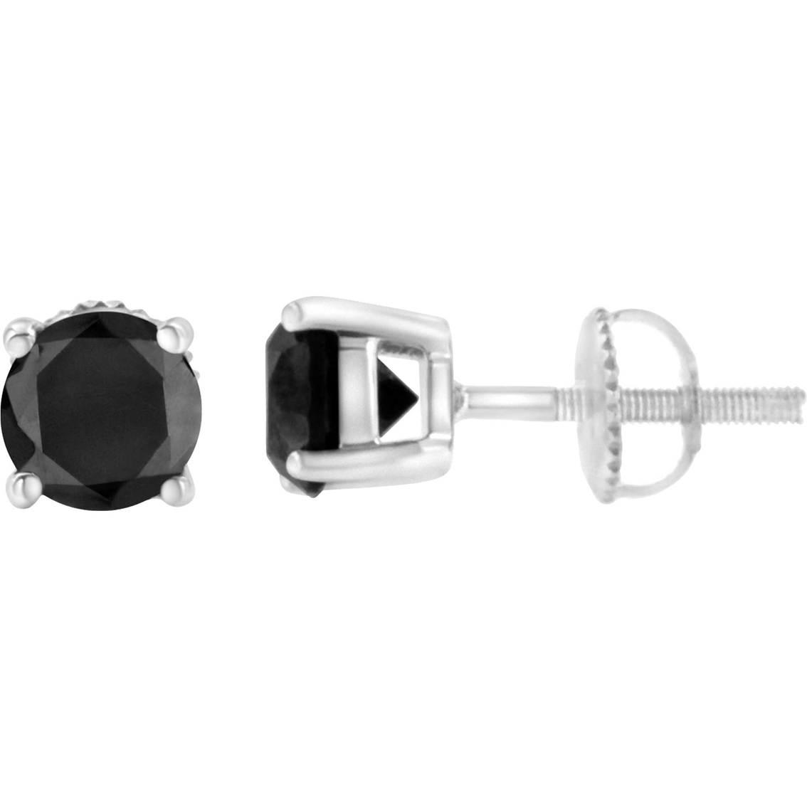 Sterling Silver 1 CTW Treated Black Diamond Stud Earrings - Image 3 of 6