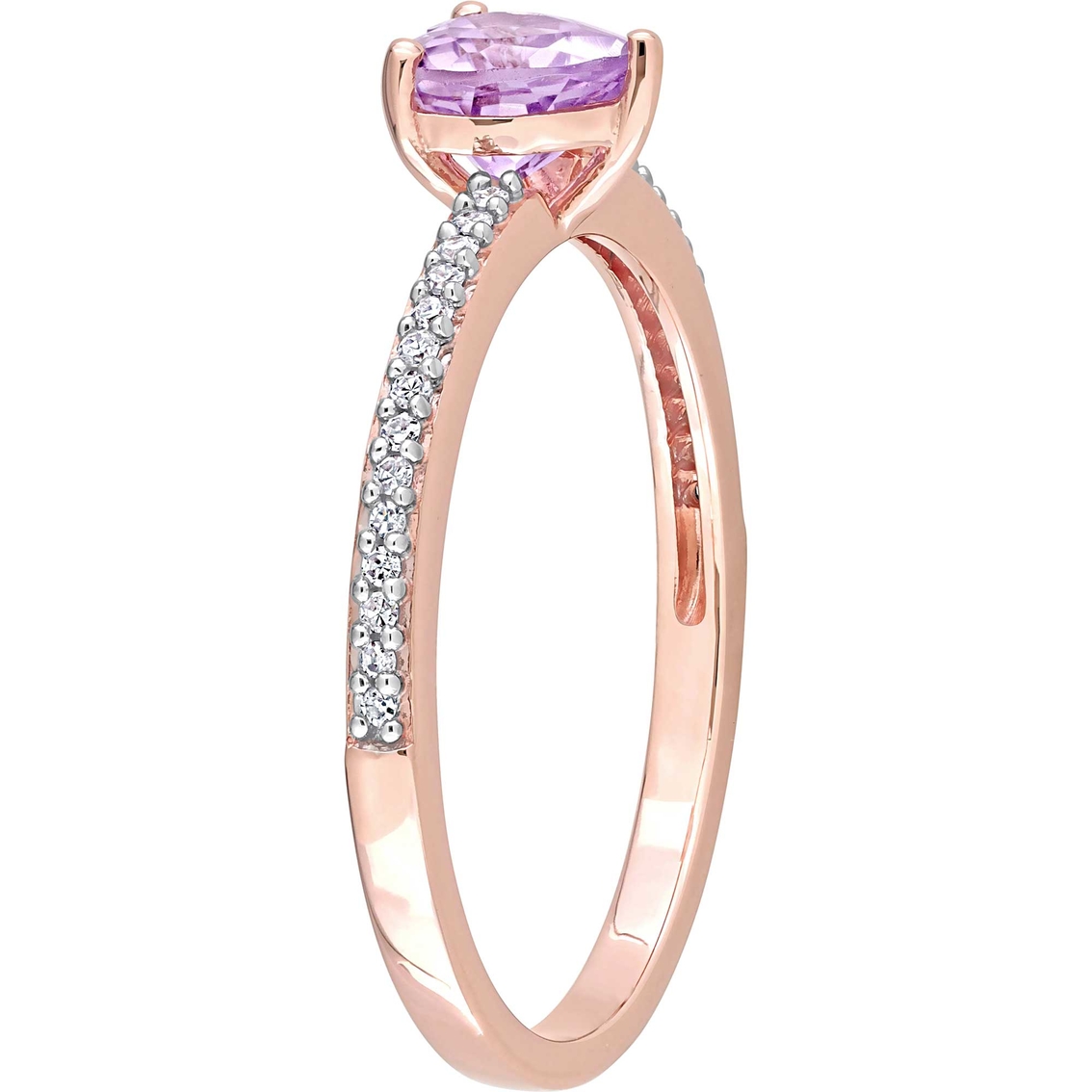 Sofia B. 10K Rose Gold Pink Amethyst and 1/10 CTW Diamond Heart Ring - Image 2 of 4