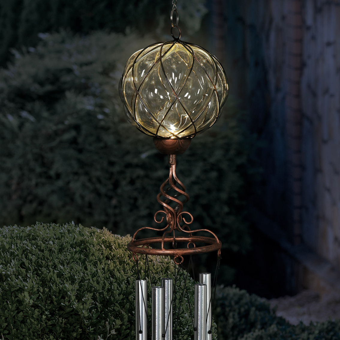 Exhart Solar Caged Wind Chime with Metal Finial - Image 3 of 3