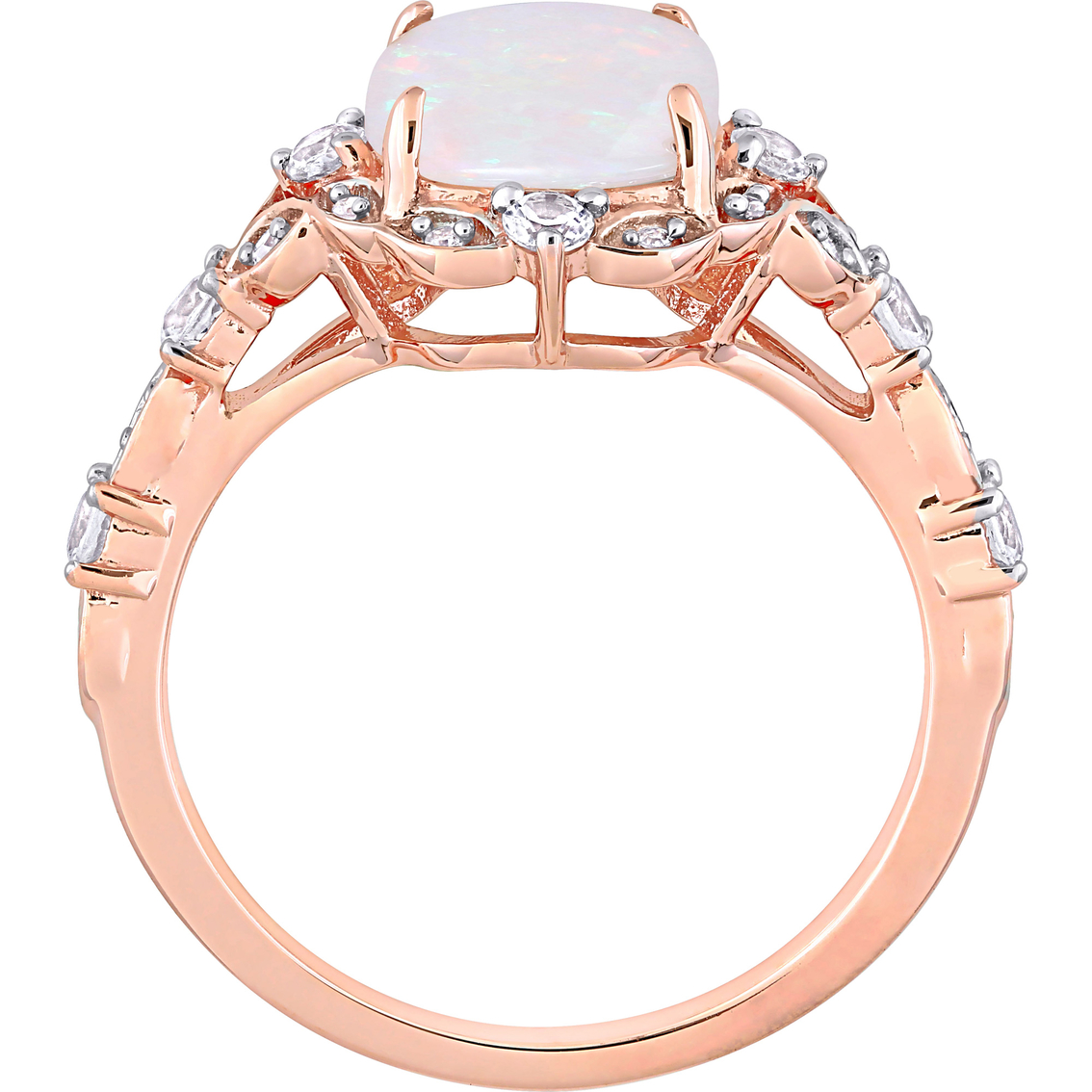 Sofia B. 10K Rose Gold Opal, White Sapphire and Diamond Accent Vintage Ring - Image 2 of 4