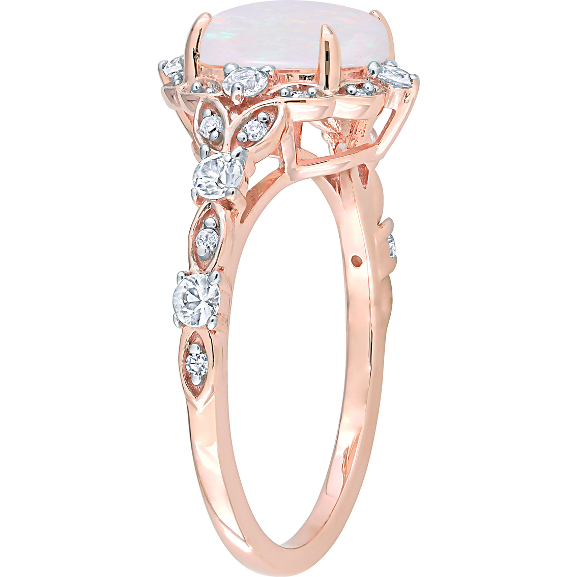 Sofia B. 10K Rose Gold Opal, White Sapphire and Diamond Accent Vintage Ring - Image 3 of 4