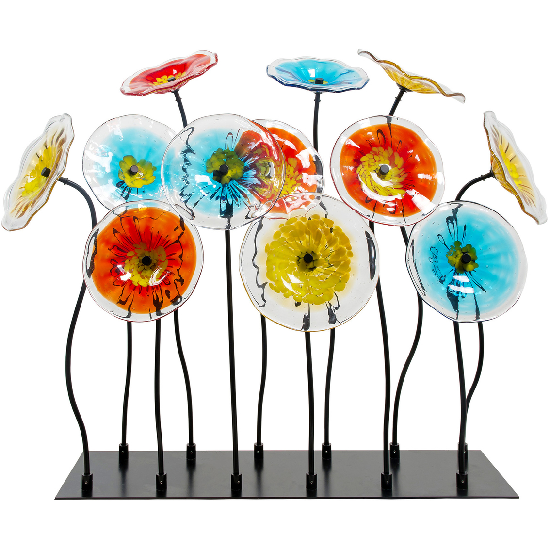 Dale Tiffany Flower Garden Art Glass Decor with Stand