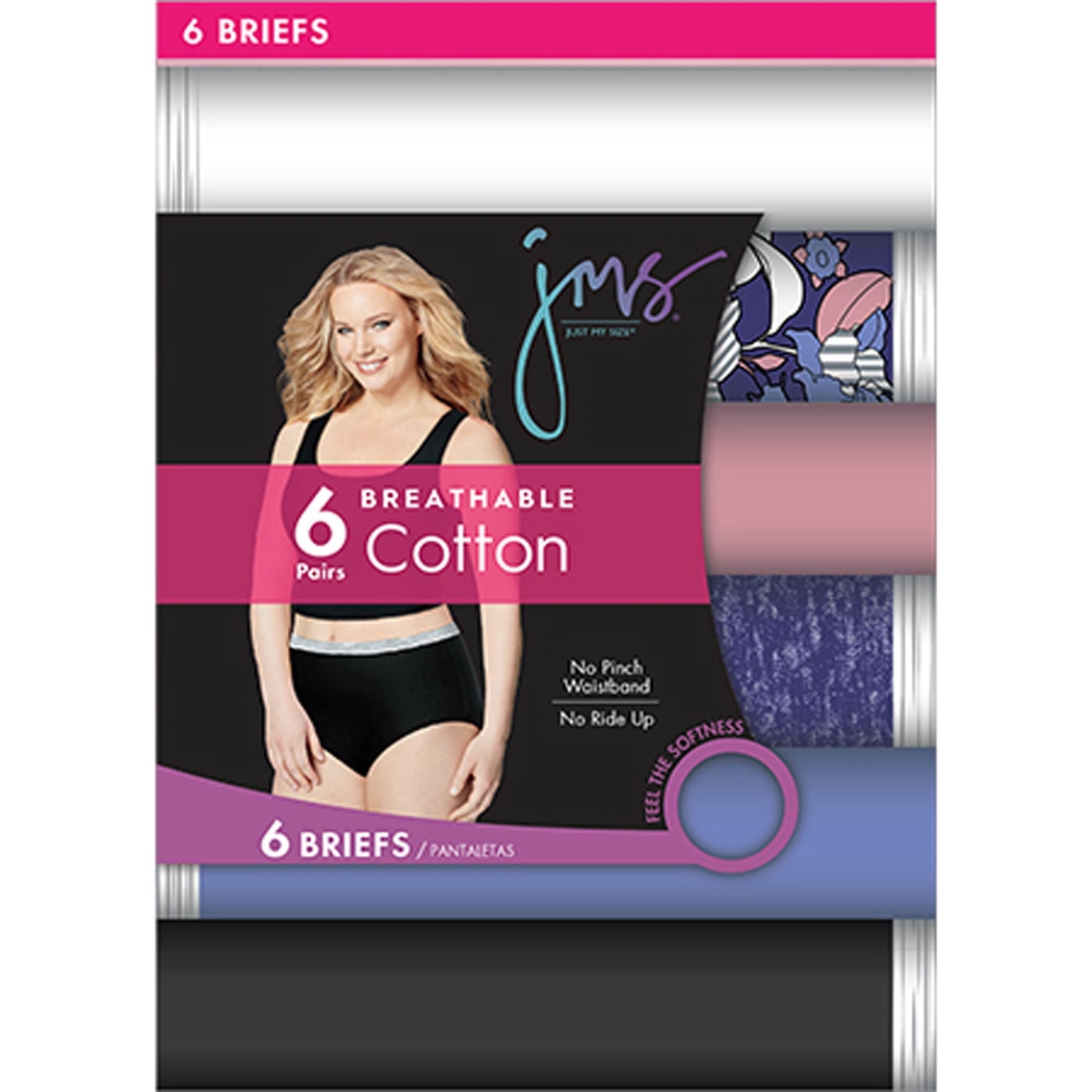 Just My Size Cool Comfort Cotton Briefs 6 Pk., Panties, Clothing &  Accessories
