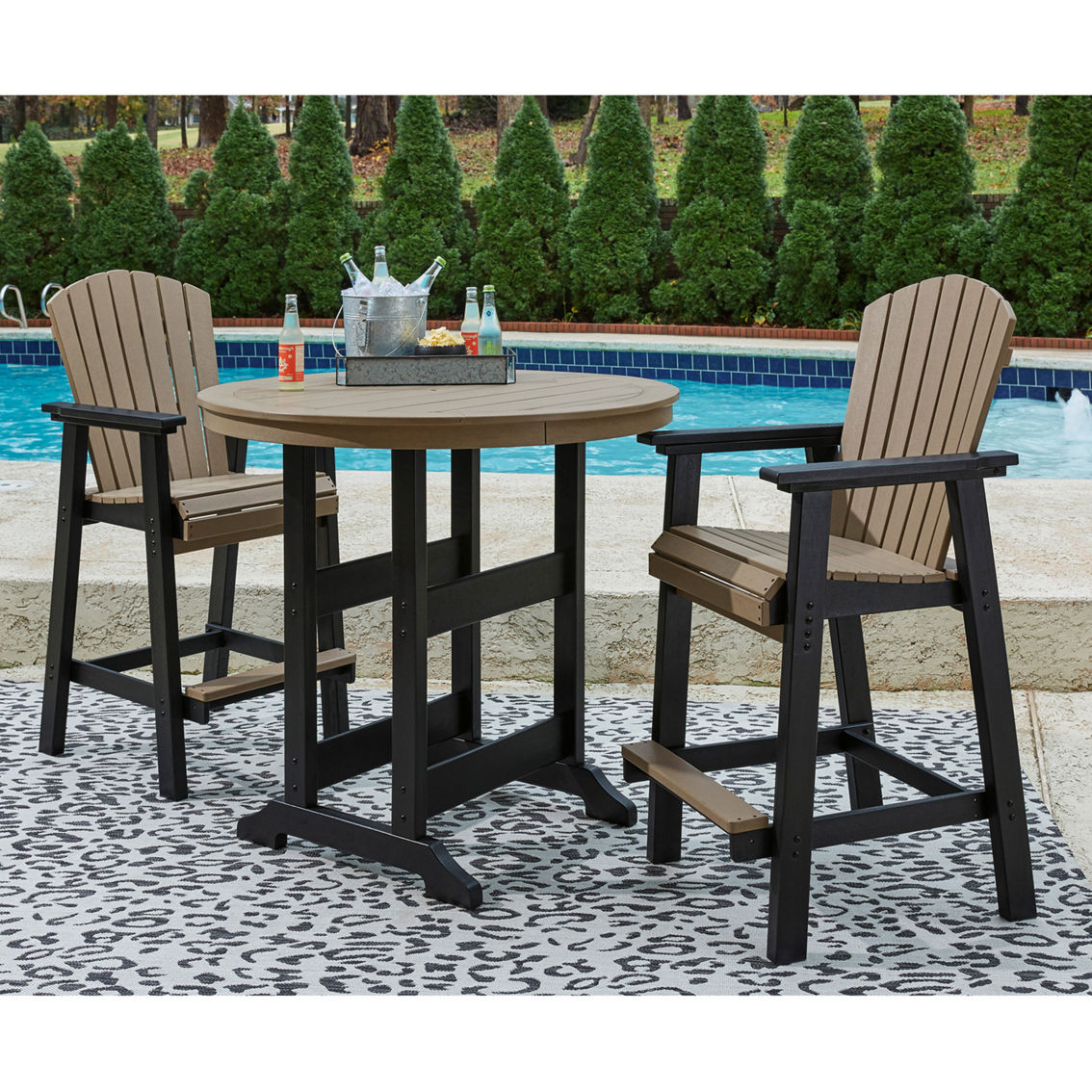 Signature Design by Ashley Fairen Trail 5 pc. Outdoor Bar Table Set - Image 2 of 6
