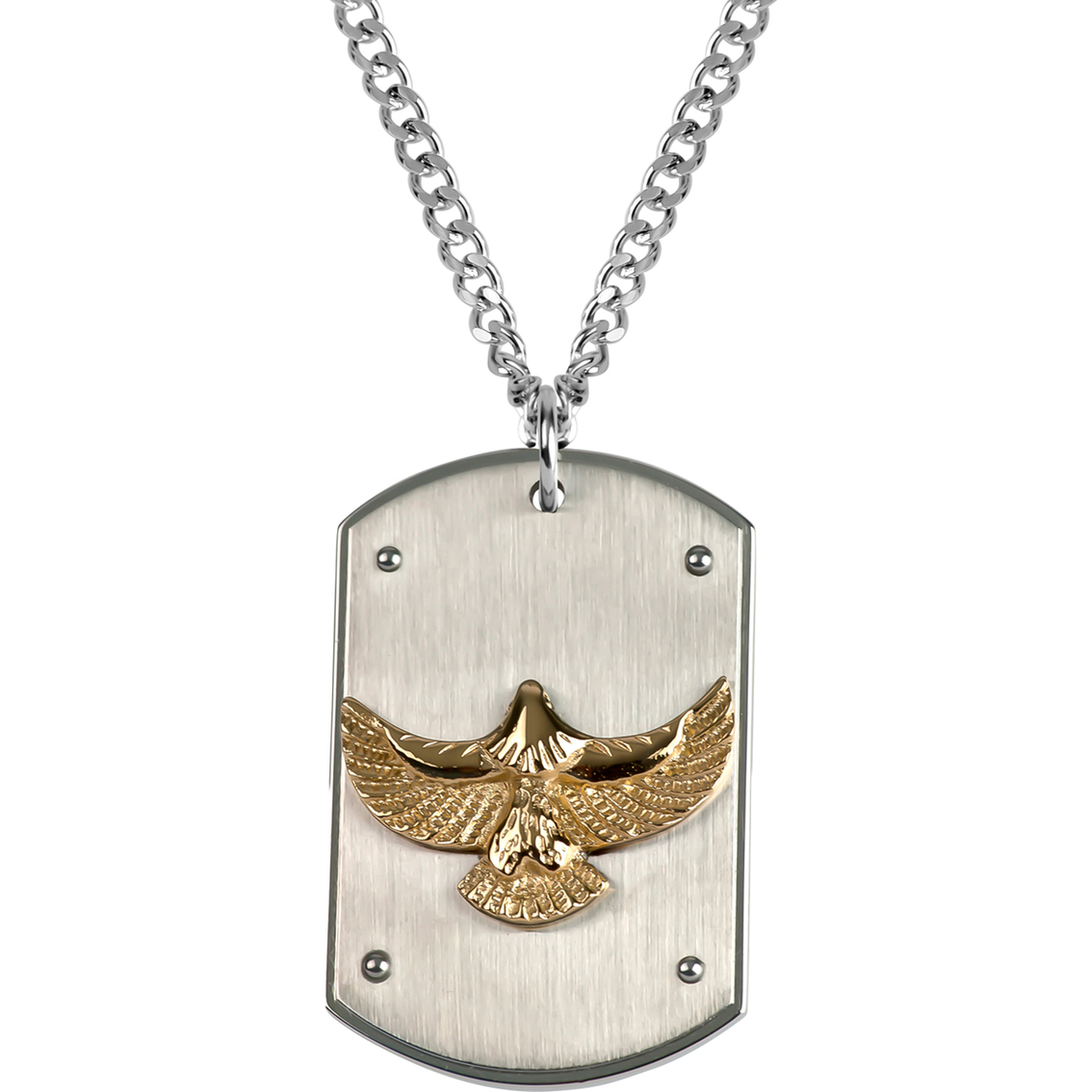 Stainless Steel Gold Ion Plated Eagle Dogtag Pendant | Men's Chains ...