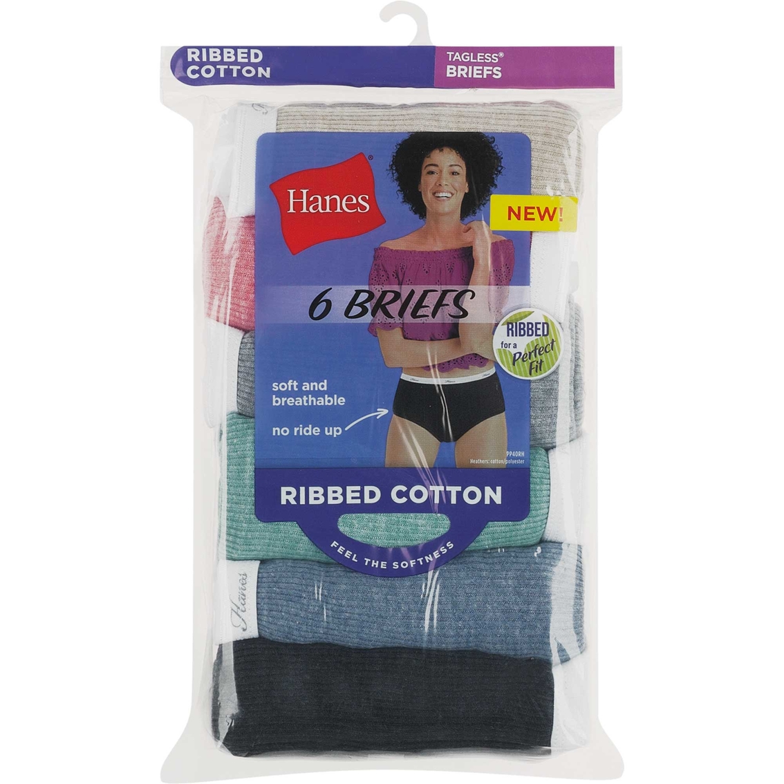 Hanes Ribbed Cotton Briefs 6 Pk., Panties