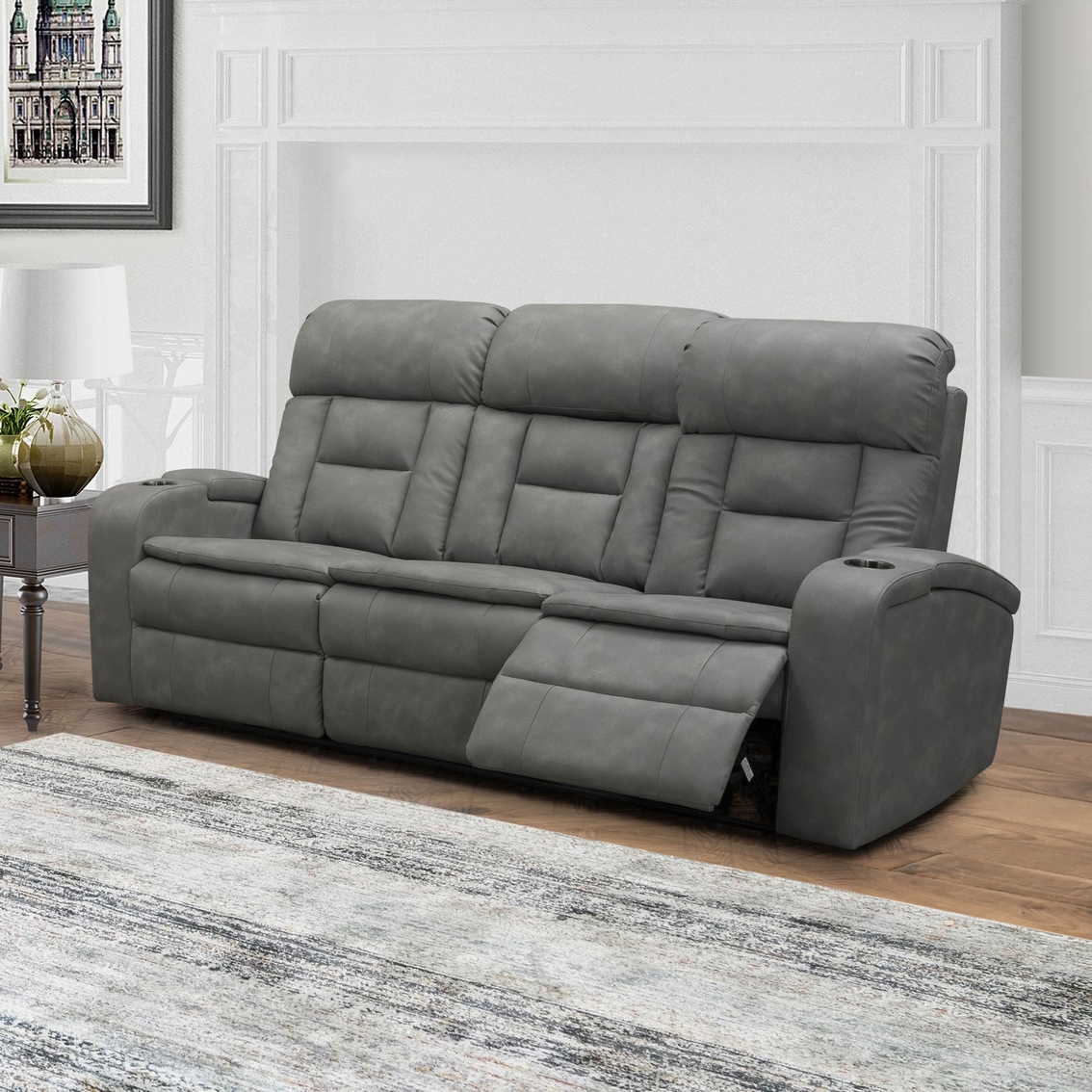 Abbyson Henley Triple Power Reclining Sofa with iTable - Image 6 of 8