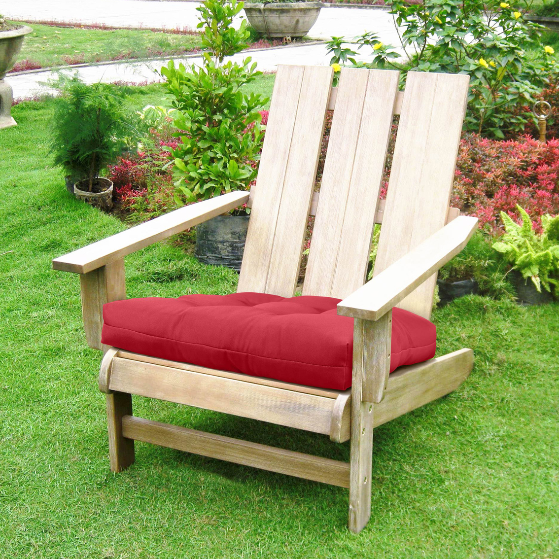 Outdoor Decor Ruby Red Adirondack Tufted Chair Cushion with Handle - Image 2 of 3