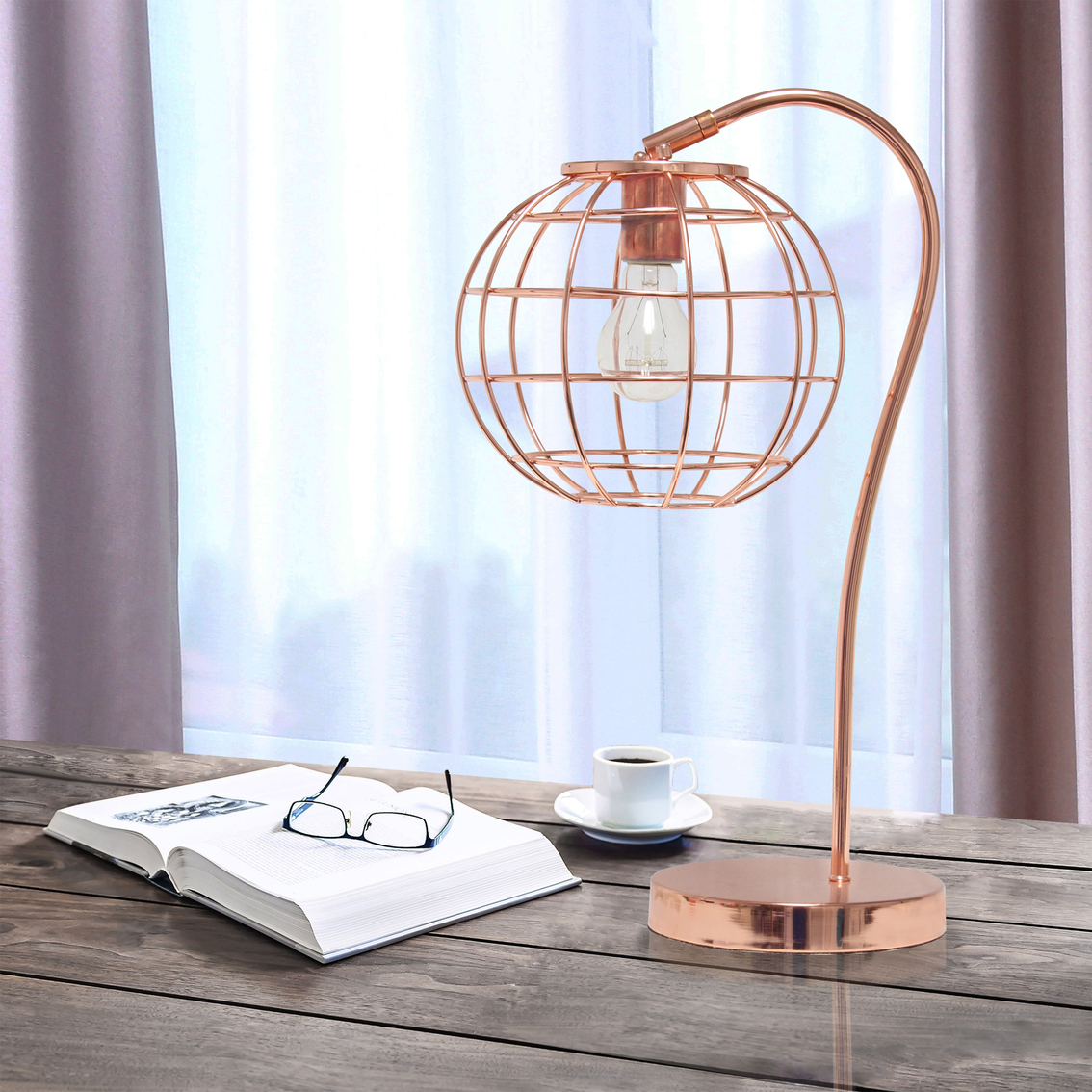 Lalia Home 20 in. Arched Metal Cage Table Lamp - Image 5 of 7