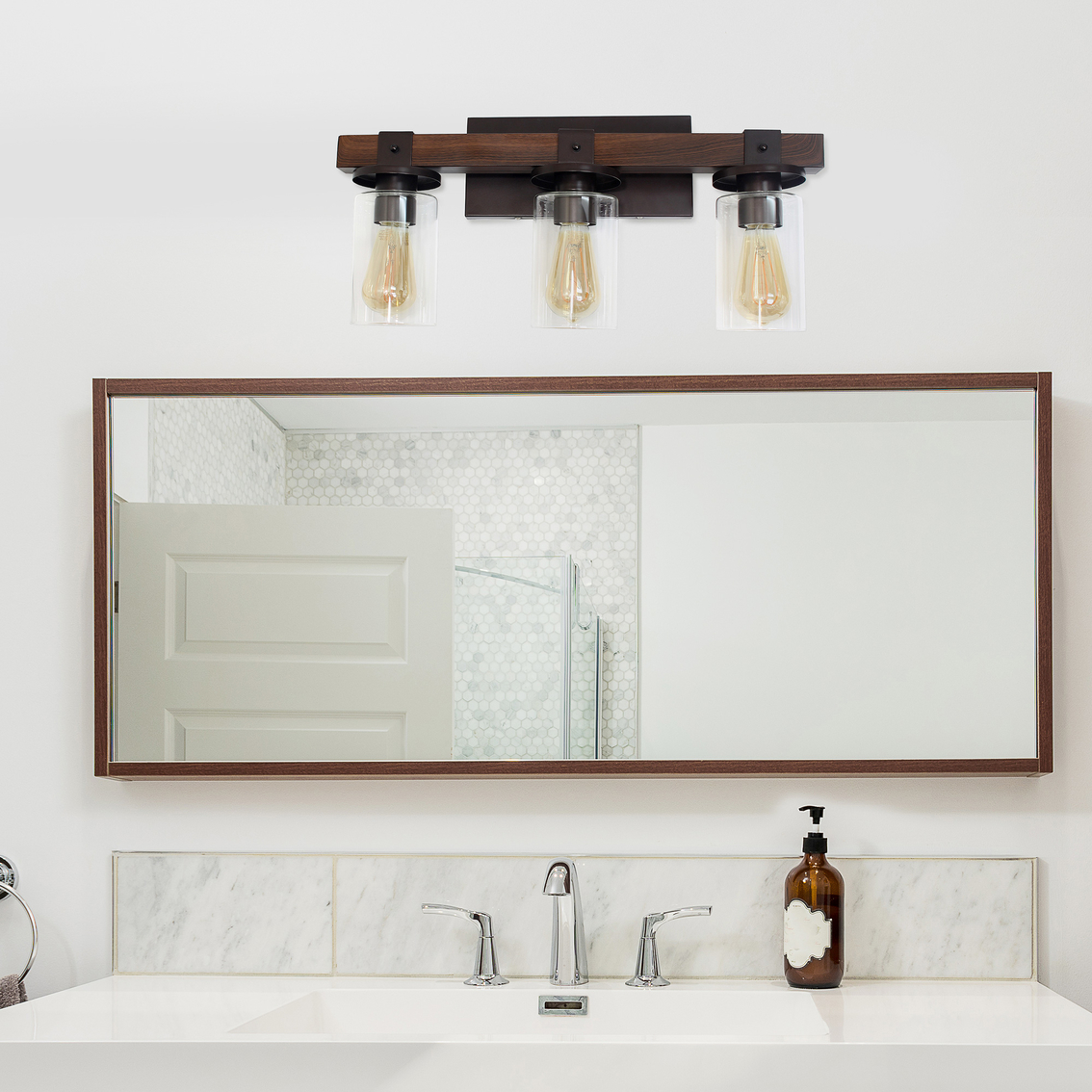 Elegant Designs Industrial Restored Wood Look 3 Light Bath Vanity - Image 4 of 5