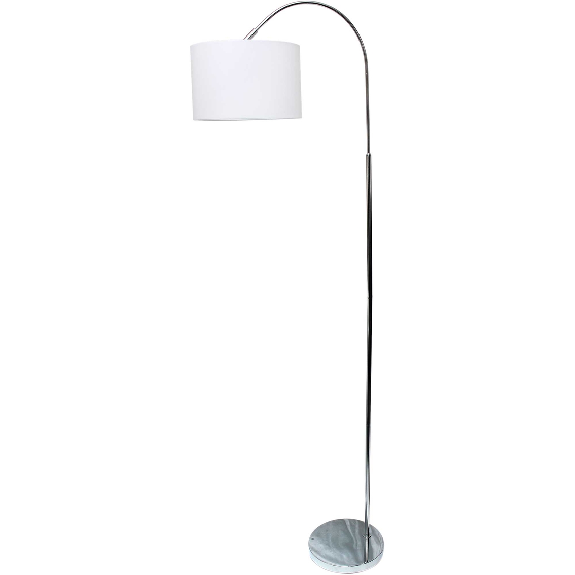 Simple Designs Arched Brushed Nickel 65 in. Floor Lamp with Fabric Shade