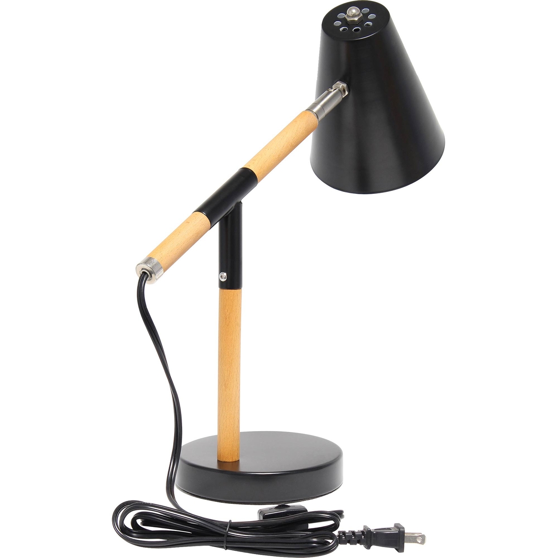 Simple Designs Black Matte and Wooden Pivot 15.5 in. Desk Lamp - Image 2 of 3