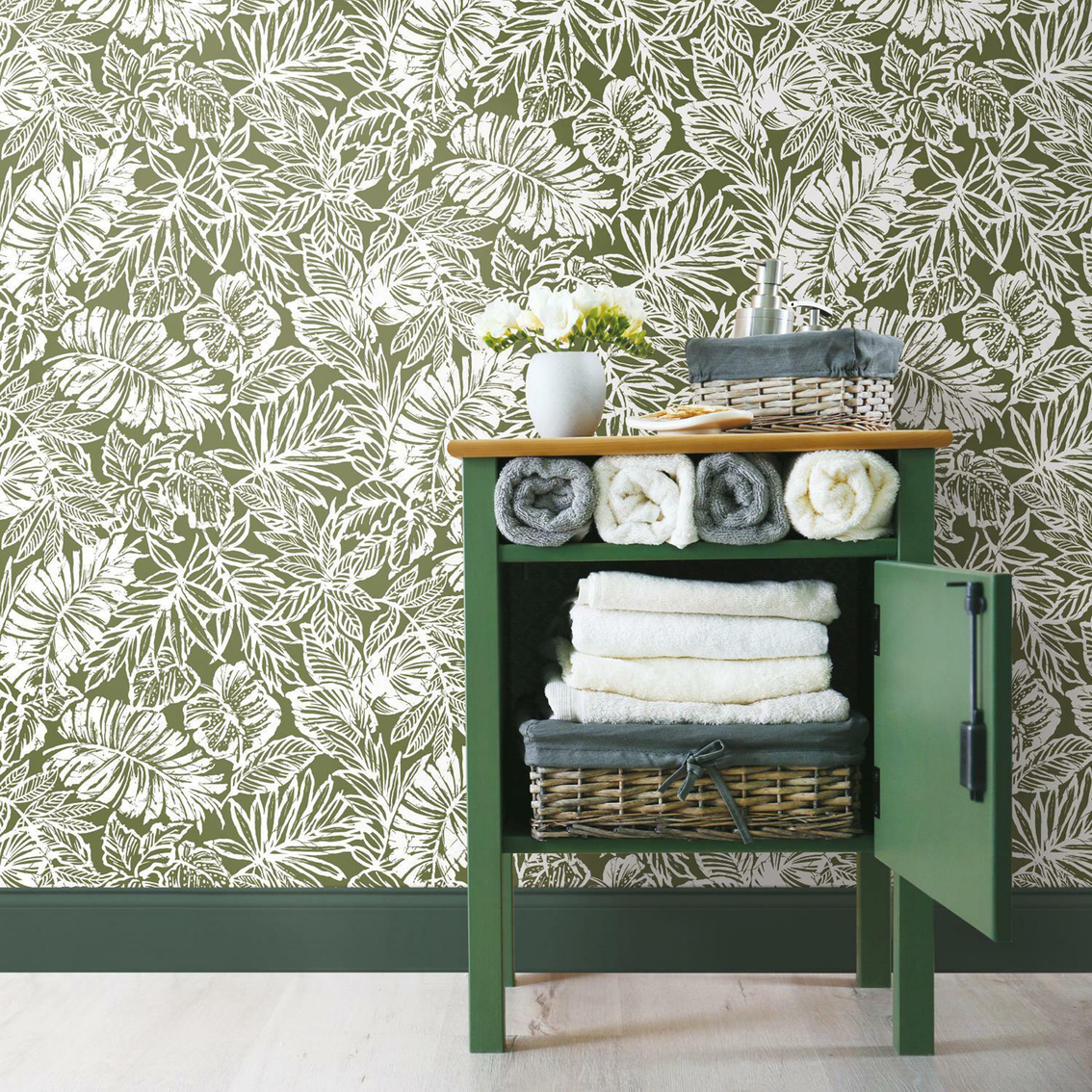 RoomMates Batik Tropical Leaf Peel and Stick Wallpaper - Image 5 of 7