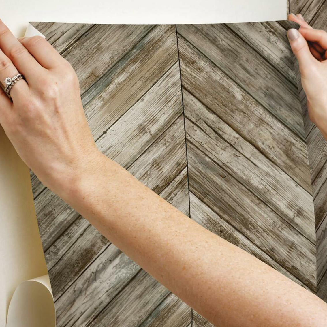 RoomMates Herring Bone Wood Boards Peel and Stick Wallpaper - Image 3 of 8