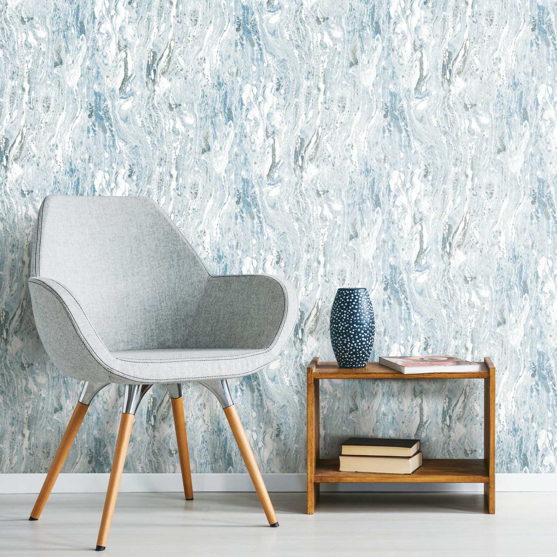 RoomMates Blue Marble Seas Peel and Stick Wallpaper - Image 8 of 10