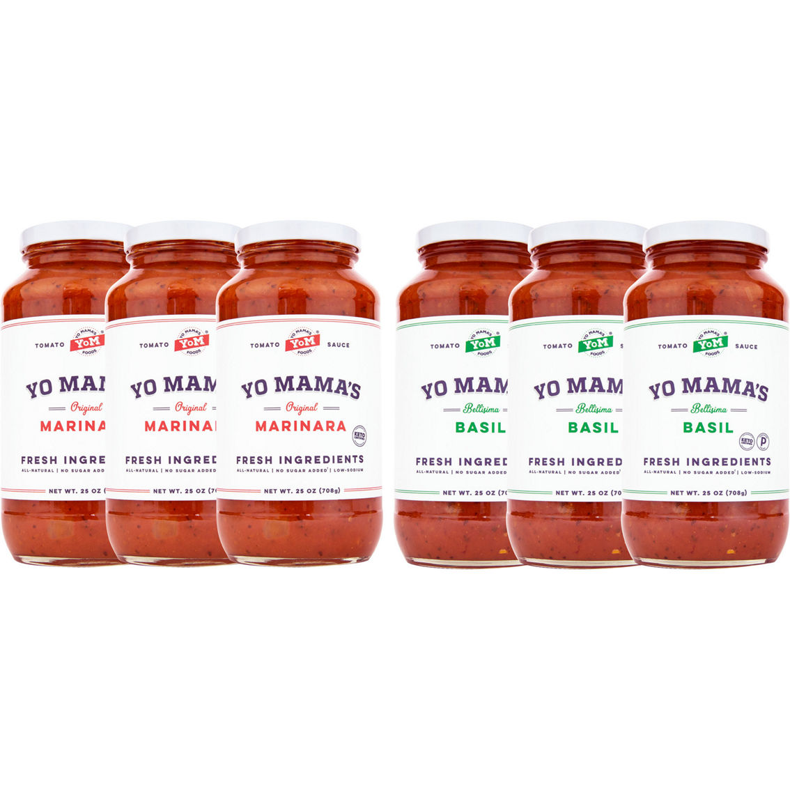 Yo Mama's Foods Gourmet Keto Gift Set and Care Package, Includes (1)  Marinara Sauce (1) Tomato Basil and, (1) Roasted Garlic, Low
