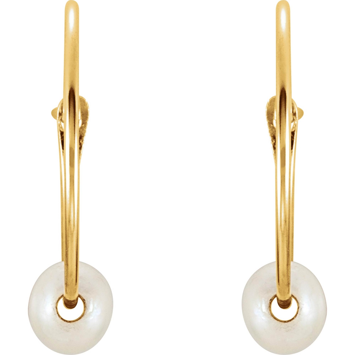 Karat Kids 14K Yellow Gold 10mm Hoop/Pearl Earrings - Image 2 of 3