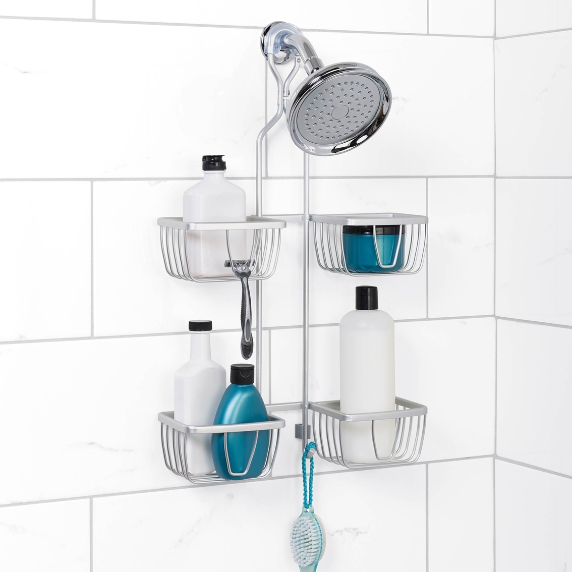 Zenna Home Neverrust Aluminum Handheld Hose Shower Caddy, Bath Accessories, Household