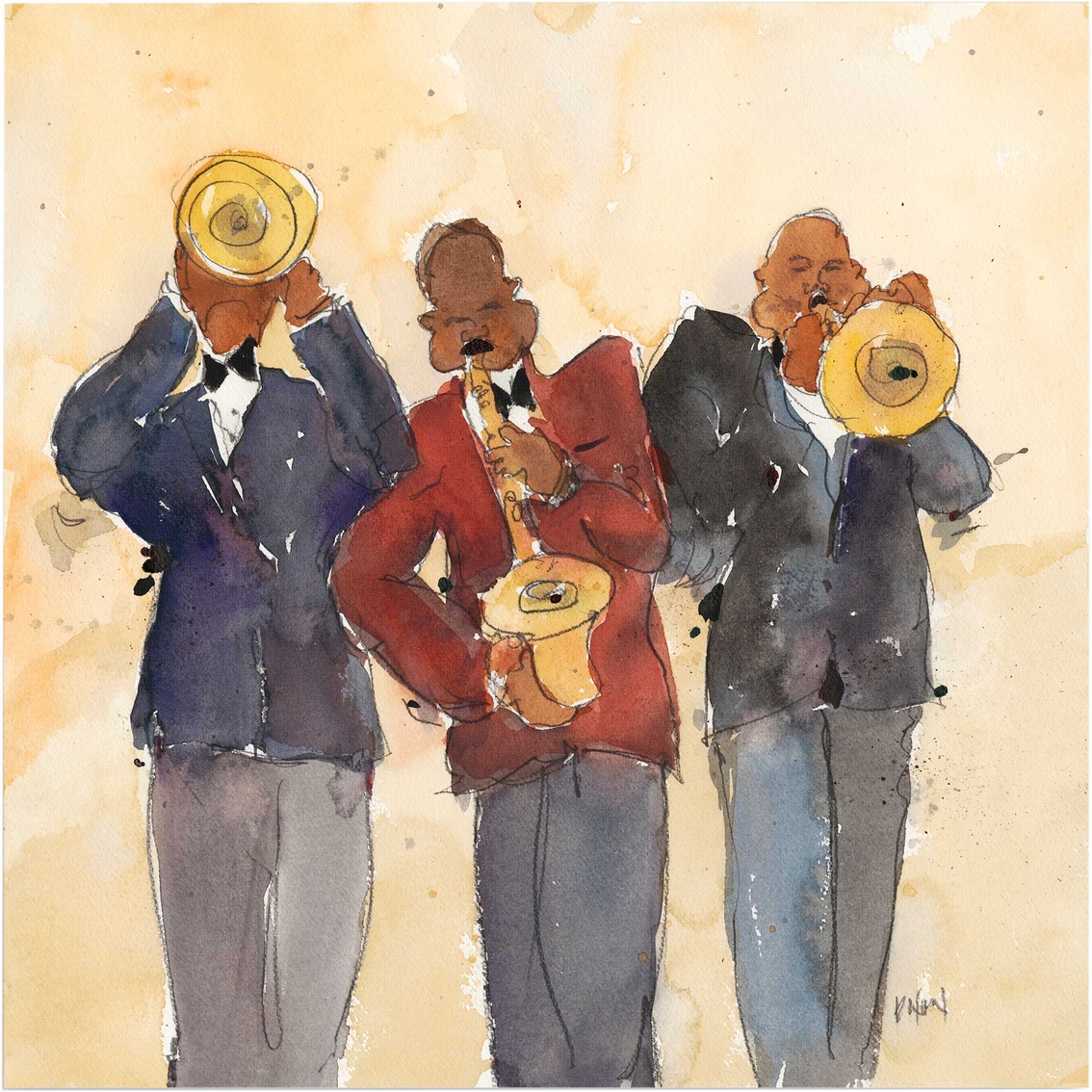 Inkstry Jazz Trio I Giclee Gallery Wrap Canvas Print - Image 1 of 2