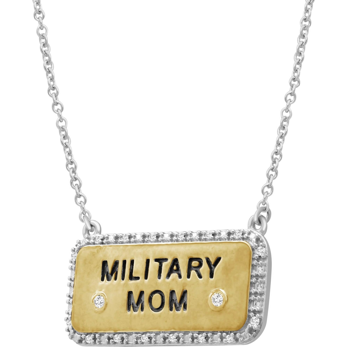 She Shines 14K Over Sterling Silver 1/10 CTW White Diamond Military Mom Necklace - Image 2 of 4