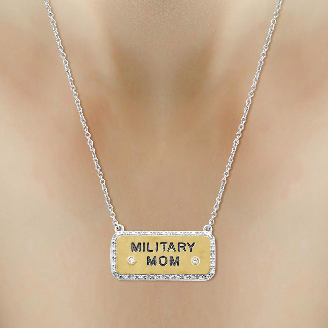 She Shines 14K Over Sterling Silver 1/10 CTW White Diamond Military Mom Necklace - Image 3 of 4