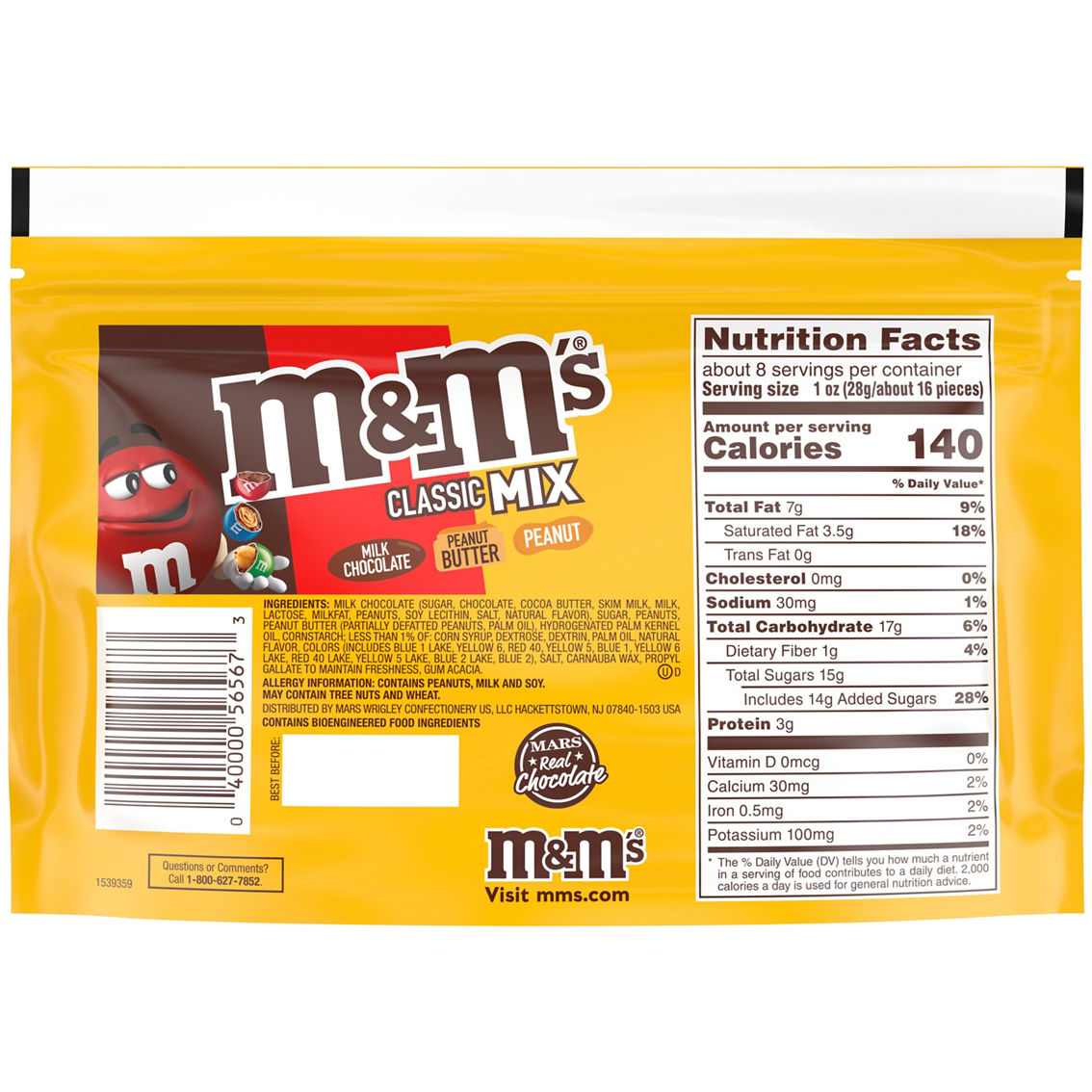 M&M's Classic Mix of Peanut, Peanut Butter & Milk Chocolate Candy, Sharing Size - Image 2 of 2
