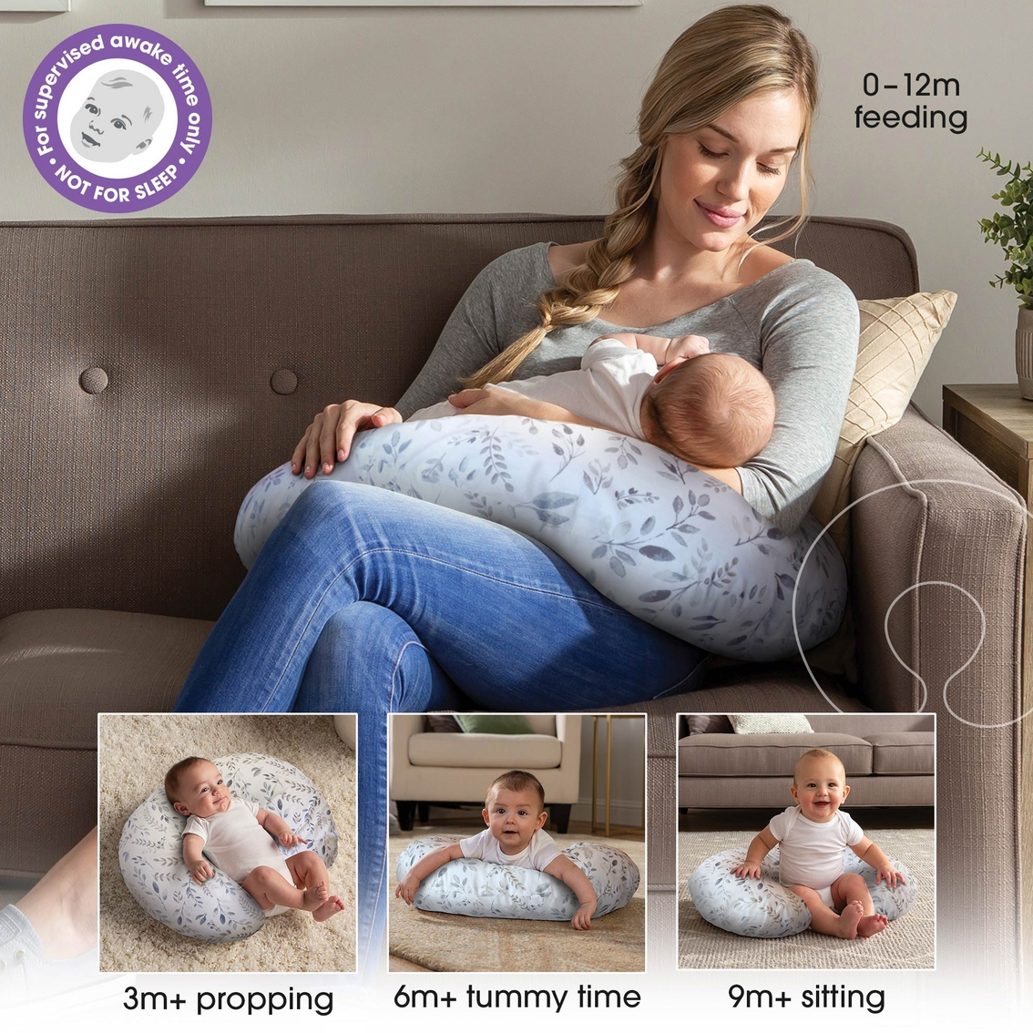 Boppy Original Support Nursing Pillow in Gray Forest Animals | Polyester