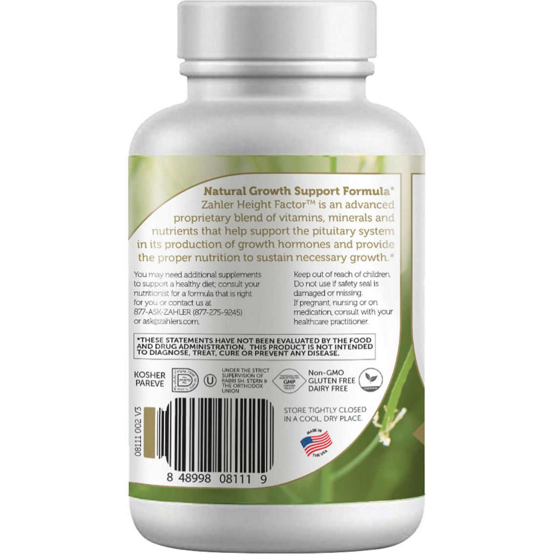 Zahler HeightFactor Height Growth Supplement Certified Kosher Capsules 120 ct. - Image 2 of 5