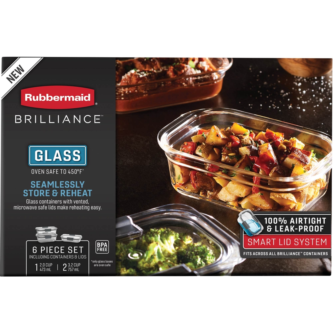 Rubbermaid Brilliance Glass Containers 6 pc. Set - Image 2 of 2