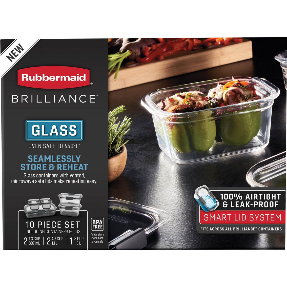 Rubbermaid Brilliance Glass Food Storage 10 Pc. Set