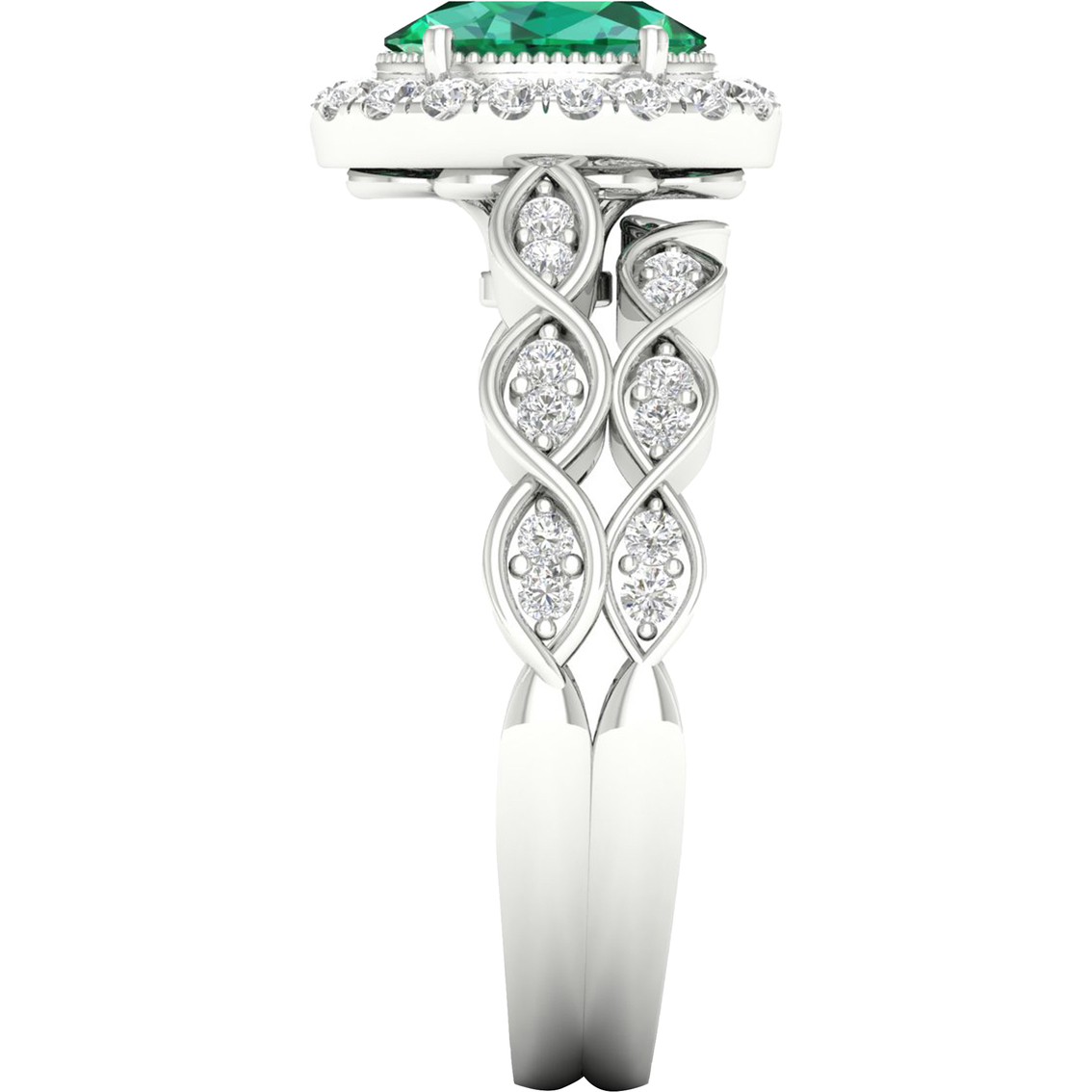 Color Bouquets by Lily 10K Gold 1/3 CTW Diamond and Genuine Emerald Bridal Set - Image 3 of 4