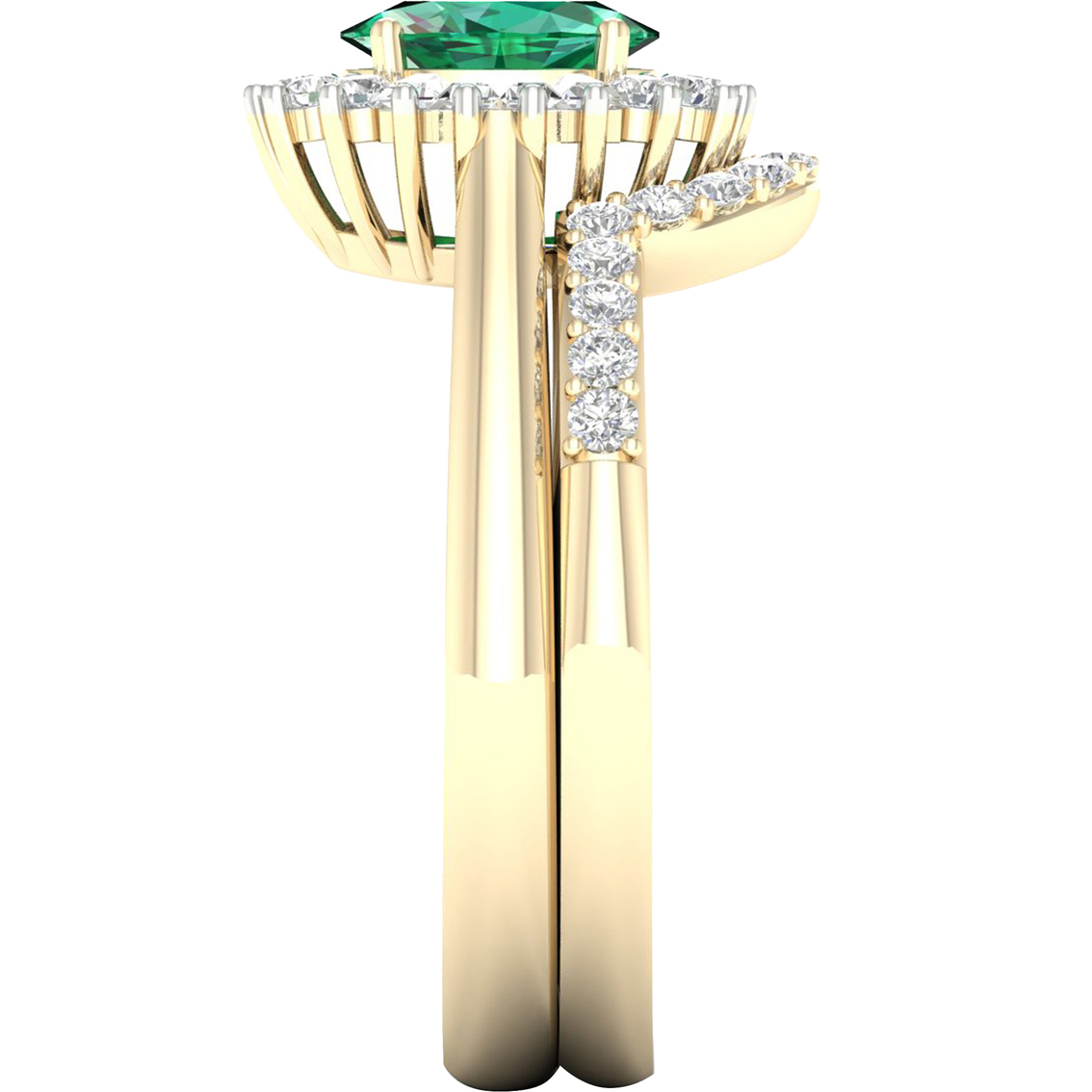 Color Bouquets by Lily 10K Gold 3/8 CTW Diamond and Genuine Emerald Bridal Set - Image 3 of 4