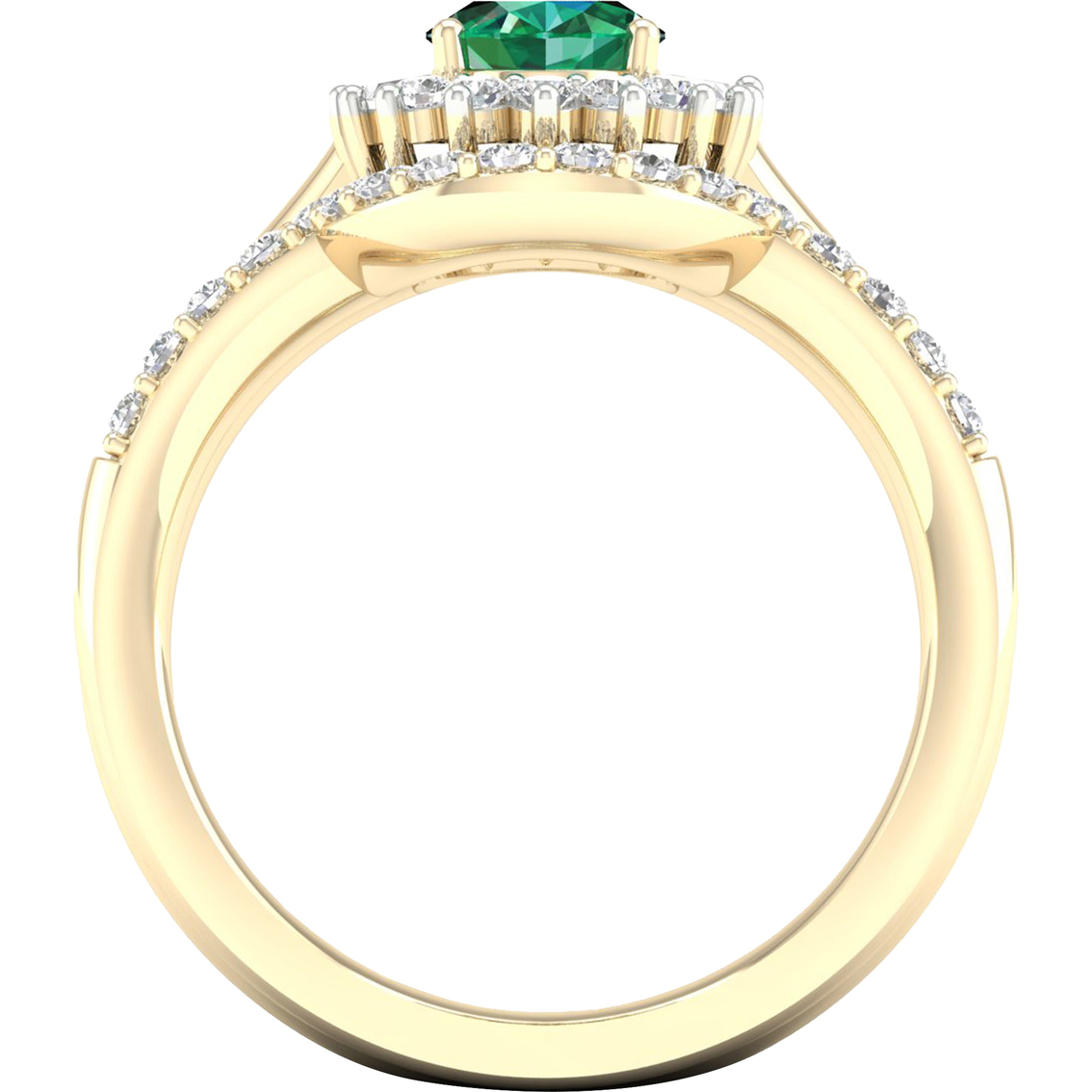 Color Bouquets by Lily 10K Gold 3/8 CTW Diamond and Genuine Emerald Bridal Set - Image 4 of 4