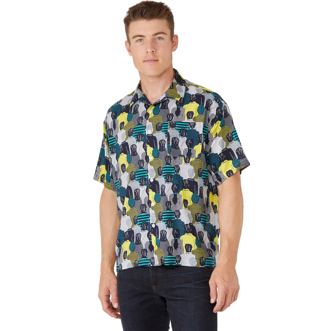 Delusions Of Grandeur Artistry In Motion Rayon Printed Button Down ...
